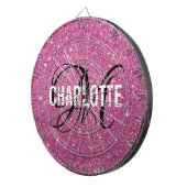 Cible De Fléchettes Parties scintillant rose moderne monogramme nom ca (Devant droit)