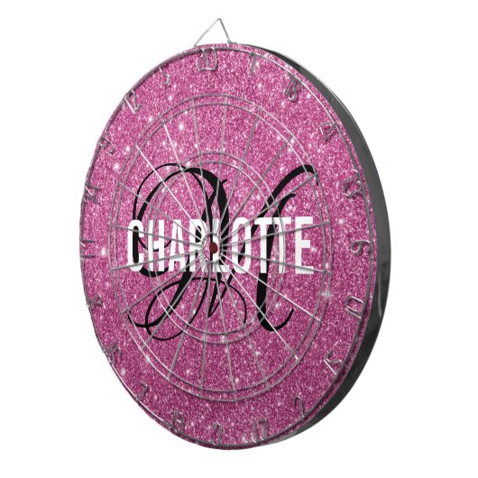 Cible De Fléchettes Parties scintillant rose moderne monogramme nom ca (Devant droit)