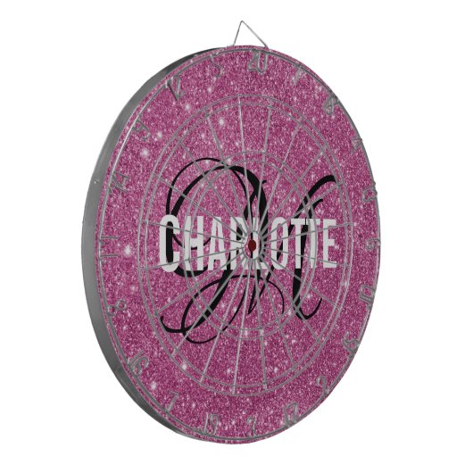 Cible De Fléchettes Parties scintillant rose moderne monogramme nom ca (Devant gauche)