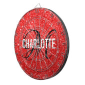 Cible De Fléchettes Parties scintillant rouge moderne monogramme nom c (Devant droit)