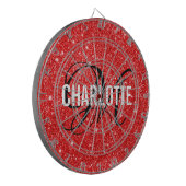 Cible De Fléchettes Parties scintillant rouge moderne monogramme nom c (Devant gauche)