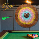 Cible De Fléchettes Pastel Arc-en-ciel Rustique Tone Monogramme coeurs<br><div class="desc">Pastel Rainbow Rustic Wood Tone Monogramme Chauffe avec monogramme initial. Un tableau de bord rustique en bois de grain fait le cadeau personnalisé parfait,  il est parfait pour les mariages,  les fêtes,  les réunions de famille,  et juste le plaisir quotidien. Notre modèle convivial facilite la personnalisation.</div>