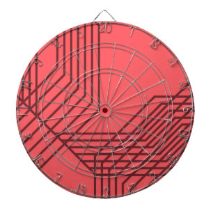Cible De Fléchettes Pastel Rouge, simple, moderne, design géométrique