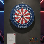 Cible De Fléchettes Patriotic American Dartboard Wall Art Design<br><div class="desc">This patriotic dartboard wall art features a bold circular target design inspired by classic American stars and stripes. The red, white, and blue color palette combined with a vintage-style dartboard layout creates a strong, eye-catching visual perfect for game rooms, man caves, bars, offices, and recreational spaces. Designed to resemble a...</div>