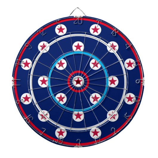 Cible De Fléchettes Patriotic Game Night Red White Blue Stars Stripes (Devant)