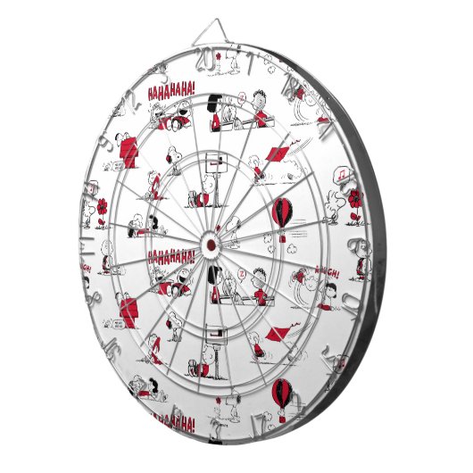 Cible De Fléchettes PEANUTS | Motif rouge et noir (Devant droit)