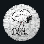 Cible De Fléchettes PEANUTS | Snoopy on Black White Comics<br><div class="desc">Cette oeuvre Peanuts présente Snoopy assise sur l'arrière - plan de bandes dessinées Charles M. Schulz en noir et blanc.</div>