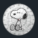 Cible De Fléchettes PEANUTS | Snoopy on Black White Comics<br><div class="desc">Cette oeuvre Peanuts présente Snoopy assise sur l'arrière - plan de bandes dessinées Charles M. Schulz en noir et blanc.</div>