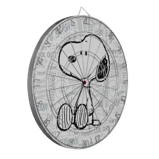 Cible De Fléchettes PEANUTS | Snoopy on Black White Comics (Devant gauche)