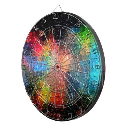 Cible De Fléchettes Peinture Abstraite | Couleurs dynamiques (Devant droit)