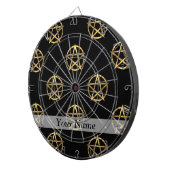 Cible De Fléchettes Pentagramme noir et or (Devant droit)