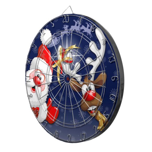 Cible De Fléchettes Père Noël et Reindeer Joyeux Noël Joyeux dessin an (Devant droit)