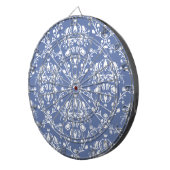 Cible De Fléchettes Périwinkle bleu et blanc Damas (Devant droit)