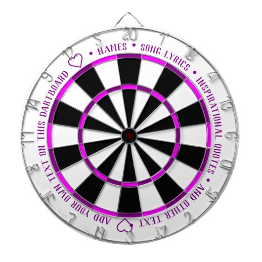 Cible De Fléchettes Personalisé Bold Purple Fushia B&W Texte personnal (Devant)