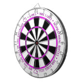 Cible De Fléchettes Personalisé Bold Purple Fushia B&W Texte personnal (Devant droit)