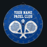 Cible De Fléchettes Personalized custom logo padel player dartboard<br><div class="desc">Personalized custom logo padel player dartboard. Crossed padel racket design with tennis ball. Blue or custom color.</div>