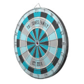 Cible De Fléchettes Personalized Family Name and Year Modern Blue (Devant droit)