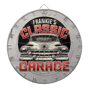 Cible De Fléchettes PERSONALIZED NAME Classic Car Garage Custom Shop