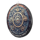 Cible De Fléchettes Personalized Steampunk Aesthetic Gears Family Name (Devant droit)