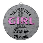 Cible De Fléchettes Personnalisé Funny "Je joue comme une fille" fête (Devant)