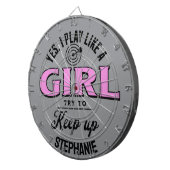 Cible De Fléchettes Personnalisé Funny "Je joue comme une fille" fête (Devant droit)