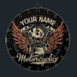 Cible De Fléchettes  Personnaliser Motocyclettes Motocyclettes Garage<br><div class="desc">Personnalisez la conception du garage Moker Motorcycle Shop Motor and Wings Garage,  avec Moteur Bike Engine avec WIngs. Customisez avec votre nom ou votre texte personnalisé.</div>
