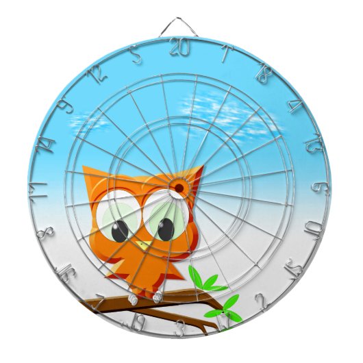 Cible De Fléchettes Petite chouette sur une branche (Devant)