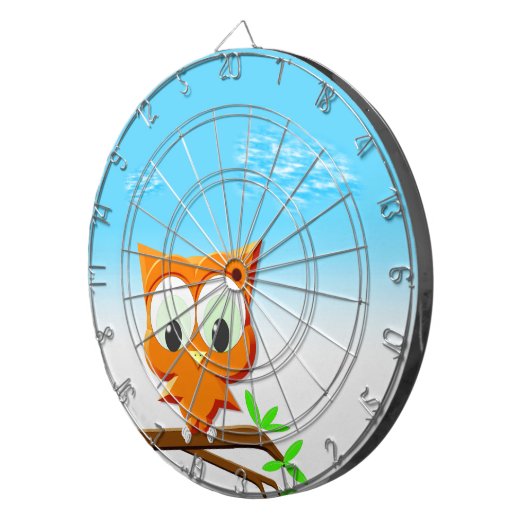 Cible De Fléchettes Petite chouette sur une branche (Devant droit)