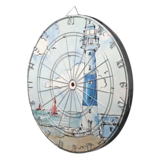 Cible De Fléchettes Phare bleu et blanc (Devant droit)