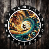 Cible De Fléchettes Pièce d'art Sunset Surfer Wave