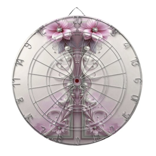 Cible De Fléchettes Pink Floral Dartboard (Devant)