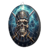 Cible De Fléchettes Pirate Skull avec Ardoise Darboard (Devant droit)