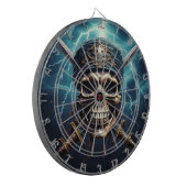 Cible De Fléchettes Pirate Skull avec Ardoise Darboard (Devant gauche)