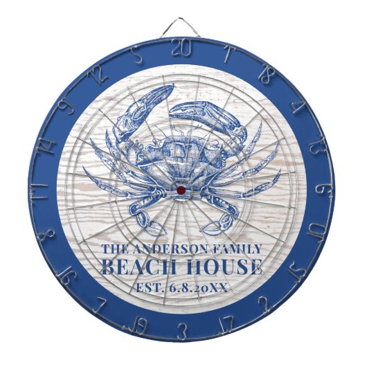 Cible De Fléchettes Plage de crabe côtier Maison de bois rustique Nom (Devant)
