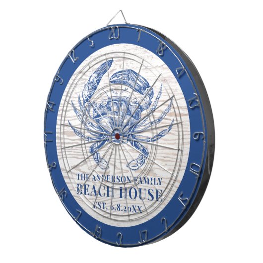 Cible De Fléchettes Plage de crabe côtier Maison de bois rustique Nom (Devant droit)