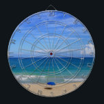Cible De Fléchettes Plage Umbrella Ocean<br><div class="desc">Vue sur l'océan avec parasol bleu.</div>