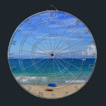 Cible De Fléchettes Plage Umbrella Ocean<br><div class="desc">Vue sur l'océan avec parasol bleu.</div>