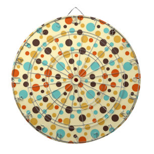 Cible De Fléchettes Points Polka Rétro Couleurs Bleu Jaune Rouge