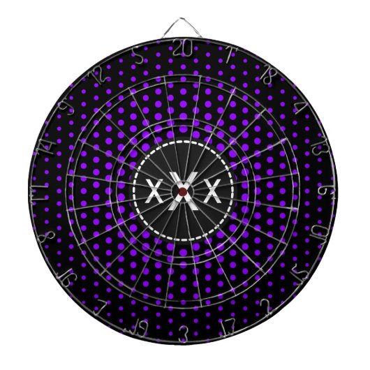 Cible De Fléchettes Points Techno Violet Monogramme moderne (Devant)