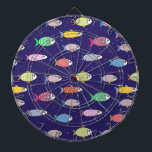 Cible De Fléchettes Poisson multicolore sur bleu marine<br><div class="desc">Poisson multicolore sur Cible de flechettes bleu marine.</div>