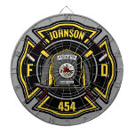 Cible De Fléchettes Pompier AJOUTER LE NOM L'équipe de Secourt du serv<br><div class="desc">Pompier AJOUTER LE NOM Feu Pompier conception - Emblème avec Casque et Ax. Customisez avec votre nom,  votre numéro de station/de bureau et votre emplacement.</div>