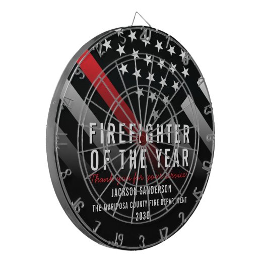 Cible De Fléchettes Pompier de l'année Employé Red Line Drapeau (Devant gauche)