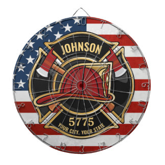 Cible De Fléchettes Pompier Secourt incendie Département USA Drapeau p