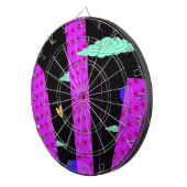 Cible De Fléchettes Pop Art Skyline Clair violet rose étoiles (Devant droit)