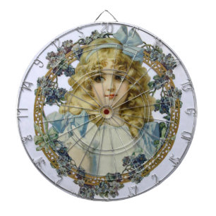 Cible De Fléchettes Portrait Antique de Petite Fille Enfant Belle