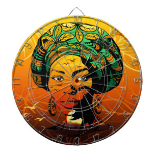 Cible De Fléchettes Portrait féminin africain avec coucher de soleil