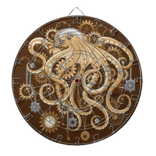 Cible De Fléchettes Poulpe Steampunk Rétro Fantastique Mécanique