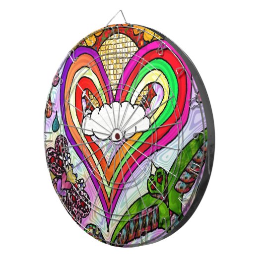 Cible De Fléchettes Psychédélic Rainbow Heart (Devant droit)