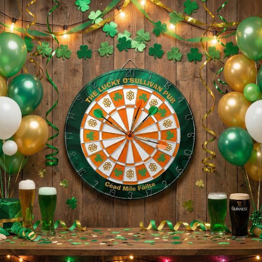 Cible De Fléchettes Pub irlandais Shamrocks & Celtic Knots 