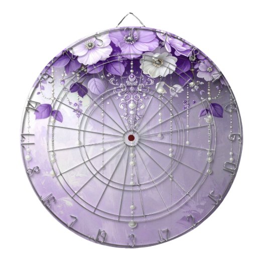 Cible De Fléchettes Purple Flowers with Dangling Pearls Dartboard (Devant)